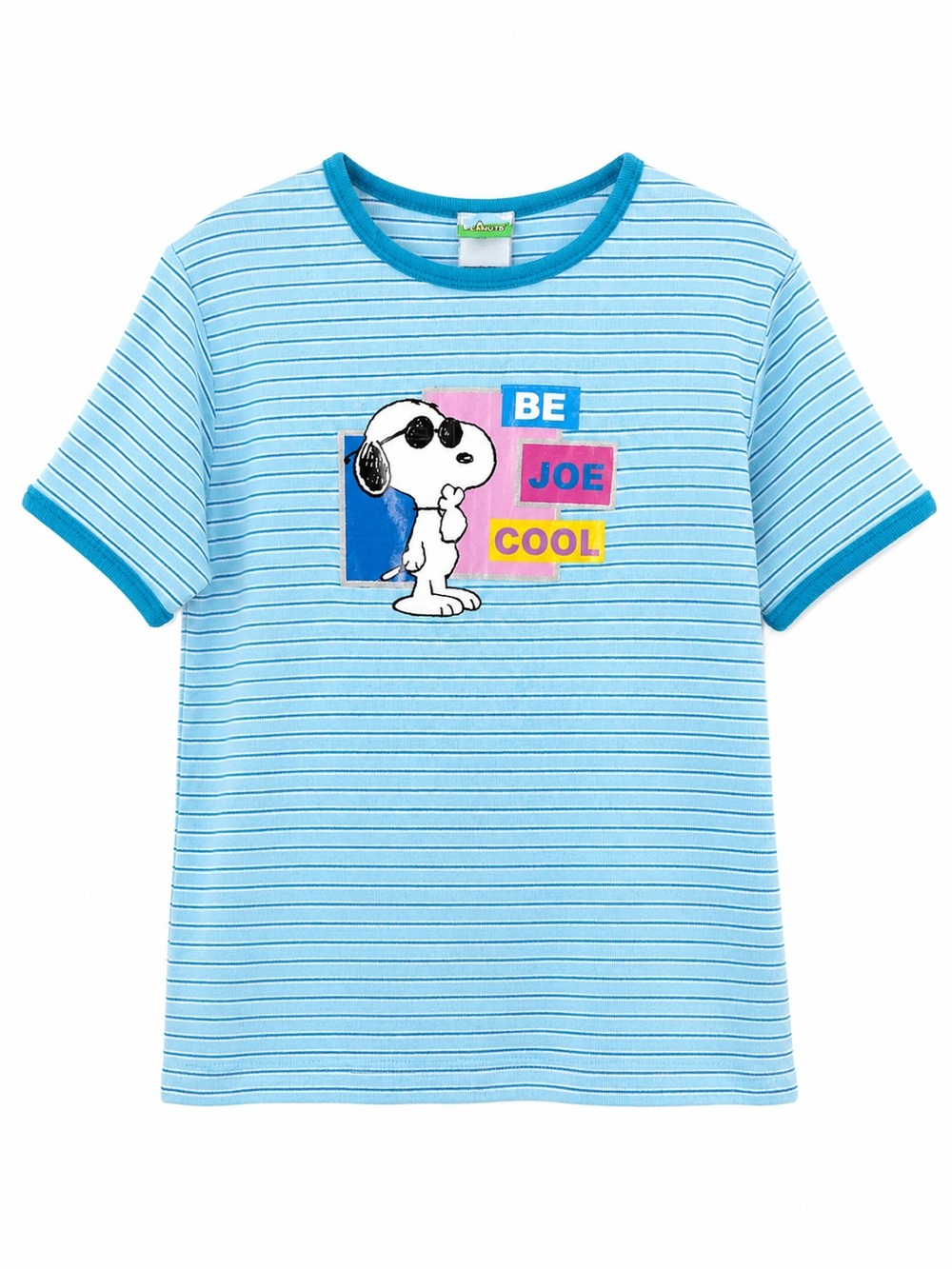Vintage 90s Peanuts Snoopy Graphic Tee stripe ringer blue large girl
